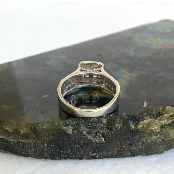 Sterling Silver 925 FZN Multi Stone Cubic Zirconia Engagement Ring Sz 6.75 - Picture 7 of 16